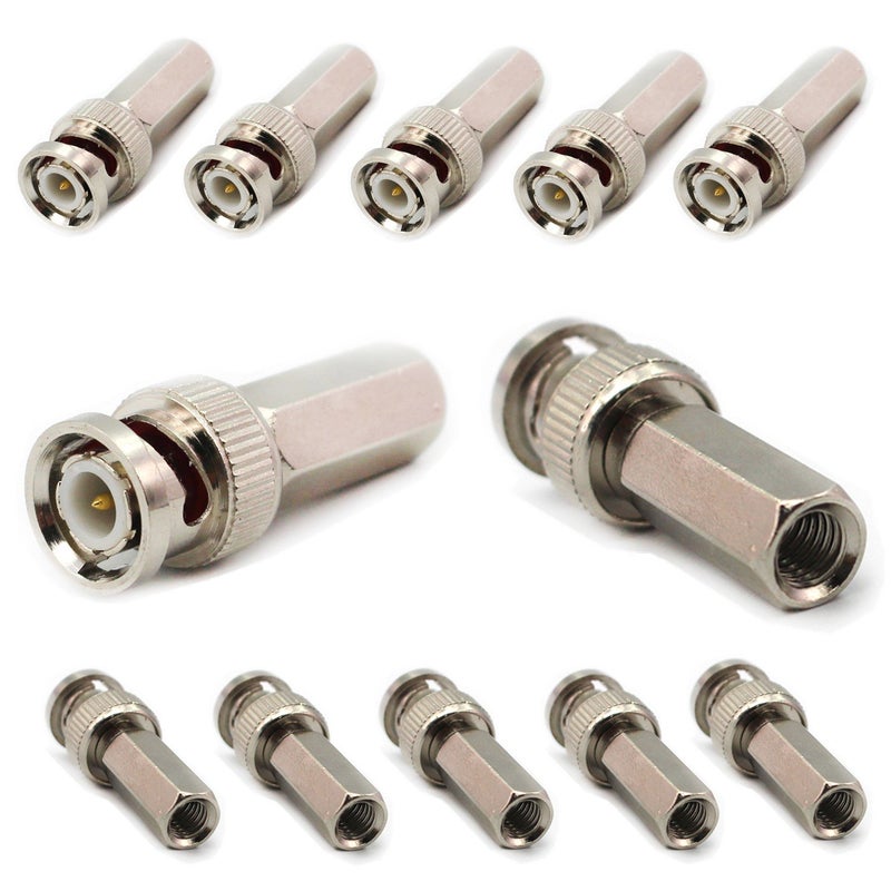 BeElion 20 PCS BNC Male Twist-on Connector for RG59 Coaxial Cable - 75 Ohm, Nickel-Plated Phosphor Bronze Housing, Brass Contacts - for CCTV Security Cameras - Image 3